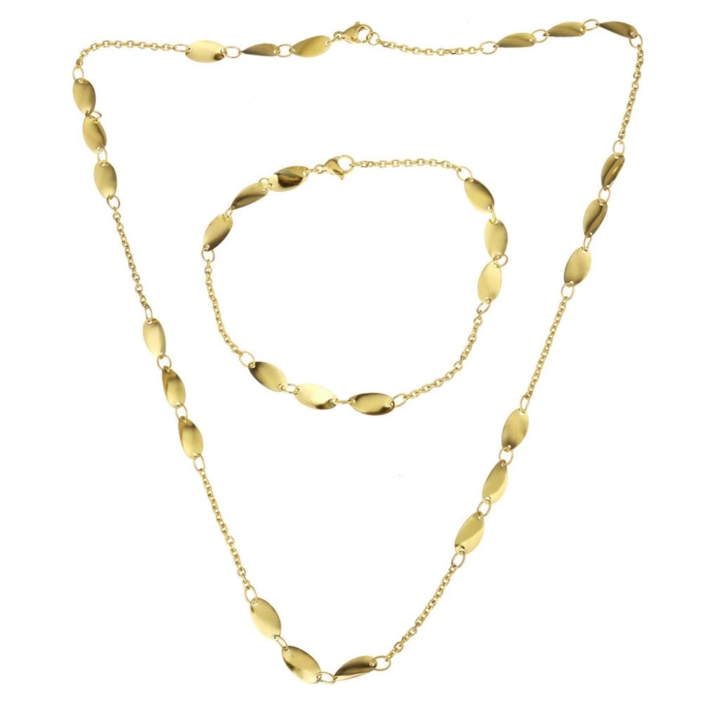 Twisted Oval Refined Stainless Steel Necklace and Anklet